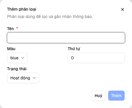 Hộp thoại Thêm phân loại