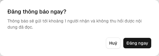 Hộp xác nhận Đăng thông báo ngay