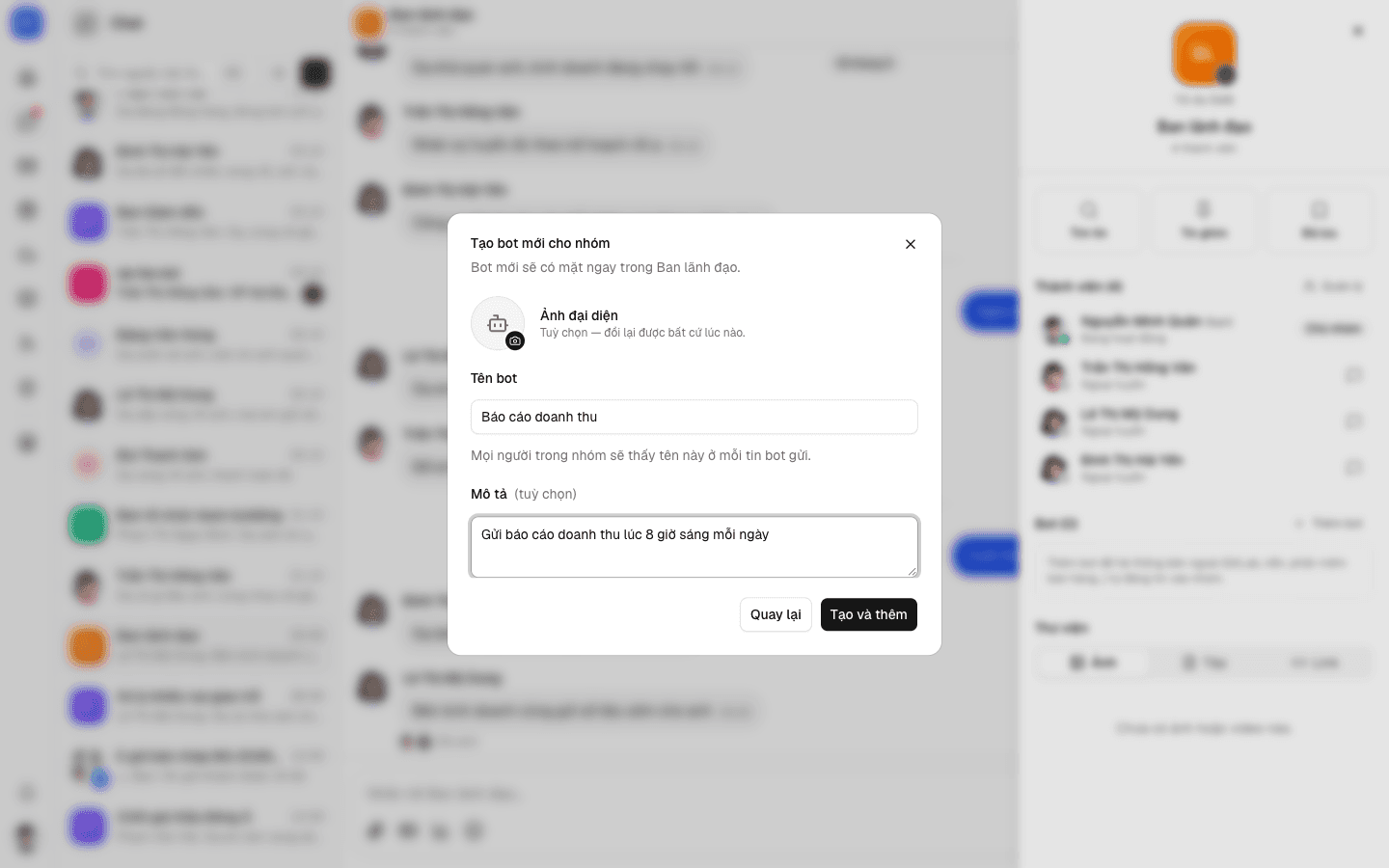 Tạo bot mới cho nhóm