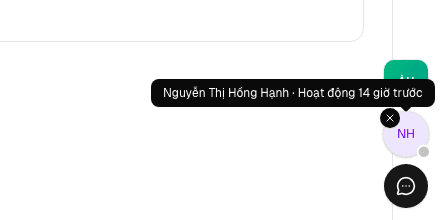 Trạng thái hoạt động khi rê chuột vào bong bóng