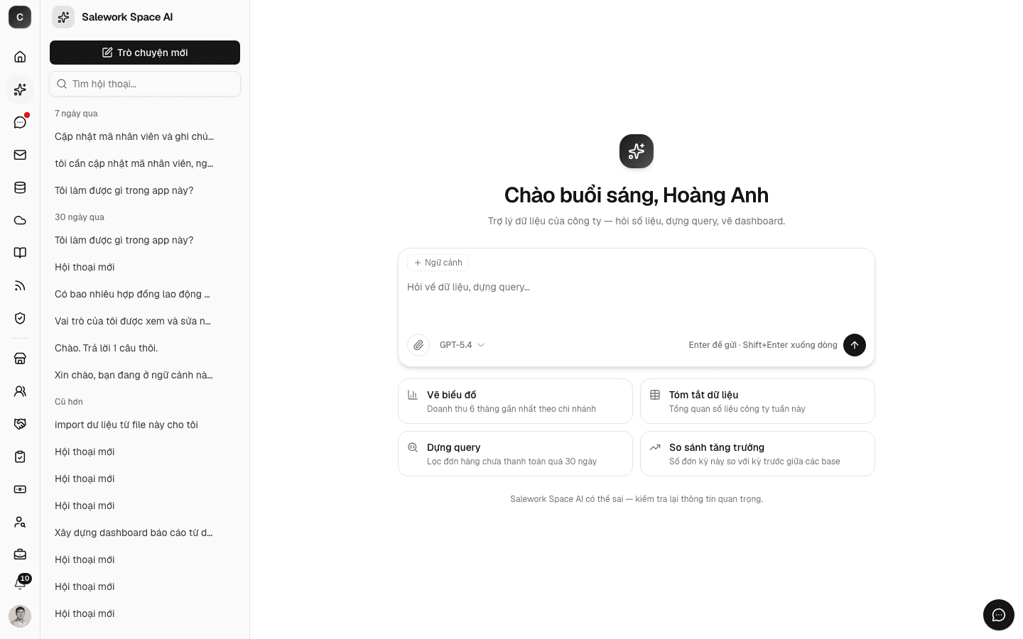 Trang chính Salework Space AI