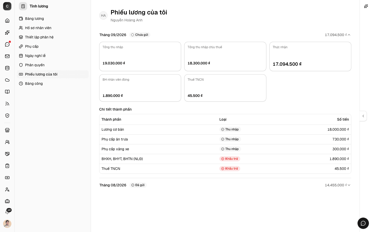 Trang Phiếu lương của tôi