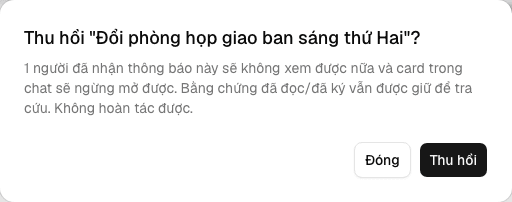Hộp xác nhận thu hồi thông báo