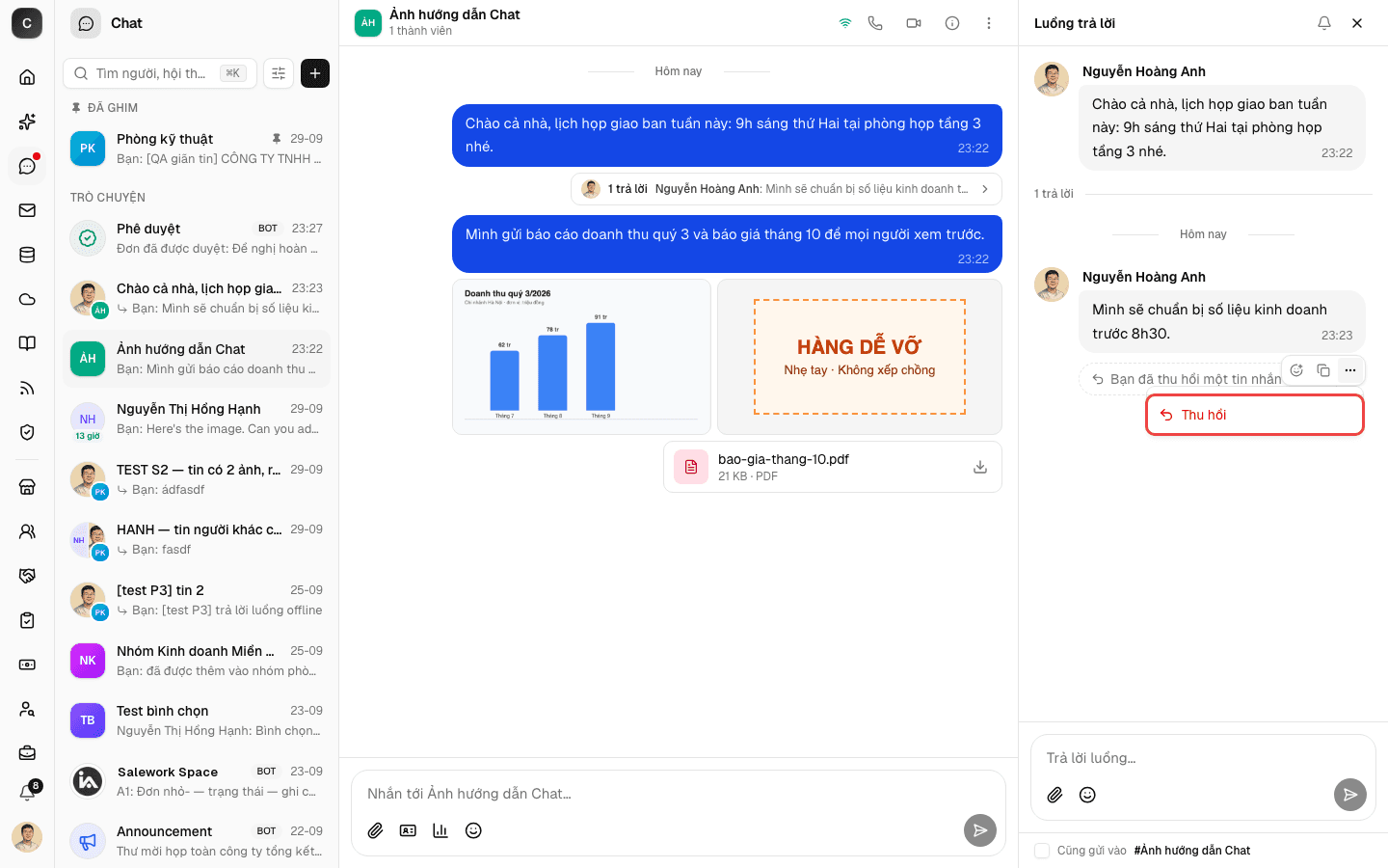 Thu hồi một trả lời trong luồng
