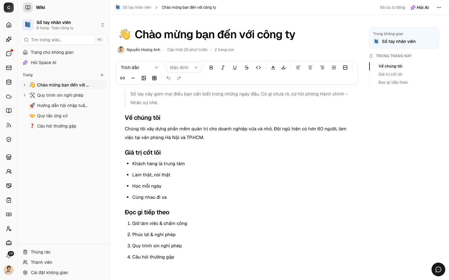 Trang Wiki đang mở