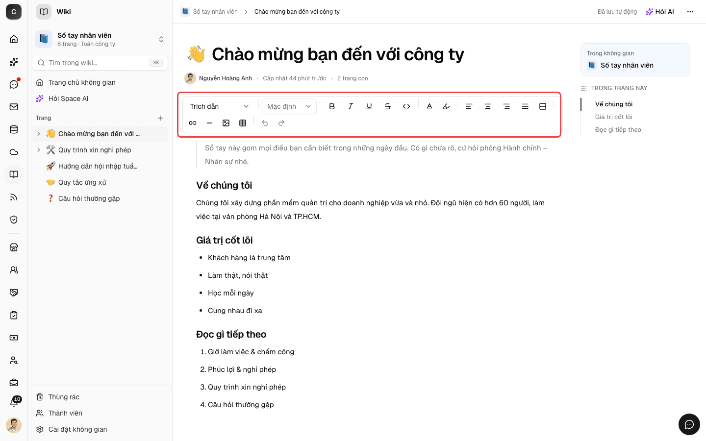 Thanh công cụ soạn thảo