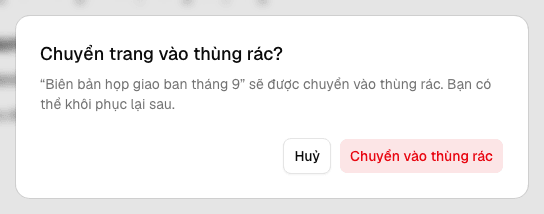 Xác nhận chuyển trang vào thùng rác